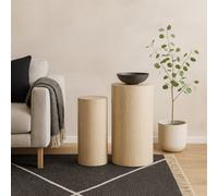 Wyld Haus Lille Beige Travertine-Effect Round Pedestal Set (2 Pcs)