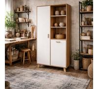 Wyld Haus Lira Jackson Hickory Oak Wood And White China Cabinet 2 Doors