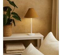 Wyld Haus Long Island Bamboo Table Lamp White Base & Ochre Linen Shade
