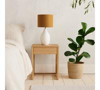 Wyld Haus Long Island Large Round Table Lamp With Ochre Linen Shade