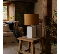 Wyld Haus Long Island Small Rectangular White Bamboo Table Lamp With Ochre Shade