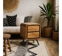 Wyld Haus Los Angeles Reclaimed Wood & Metal 2-Drawer Bedside Table