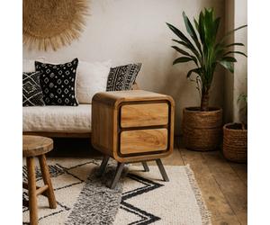 Wyld Haus Los Angeles Reclaimed Wood & Metal 2-Drawer Bedside Table