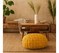 Wyld Haus Lucca Mustard Cotton Weave Pouffe in Yellow Wyld Haus Yellow