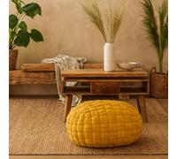 Wyld Haus Lucca Mustard Cotton Woven Pouffe Oval 480X360mm