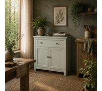 Wyld Haus Luhaso Compact Green Sideboard With Drawer, Adjustable Shelf And Double Doors