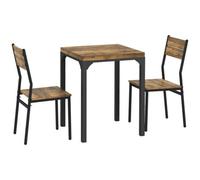 Wyld Haus Lulila Kevi Rustic Brown 3-Piece Compact Dining Set - Square 60X60 Cm Table With 2 Chairs