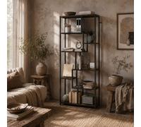 Wyld Haus Lulomi Luka 7-Tier Geometric Wood-Effect And Metal Bookcase 80W X 30D X 180H Cm