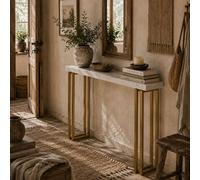 Wyld Haus Mahota Slim Faux Marble Console Table 100cm White & Gold Wyld Haus Gold