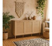 Wyld Haus Mallowmoss 3 Door Rattan & Light Wood Sideboard in Natural Wyld Haus Natural