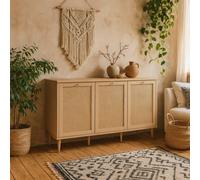 Wyld Haus Mallowmoss Rattan And Wood 3 Door Sideboard
