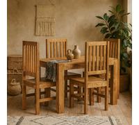 Wyld Haus Manila 120Cm Light Mango Wood Dining Set With 4 Slatted Chairs