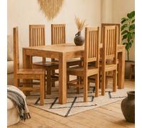 Wyld Haus Manila 180Cm Light Mango Wood Dining Set With 6 Slatted Chairs
