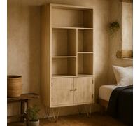 Wyld Haus Manila Light Gold Large Bookcase 2 Doors 5 Shelves