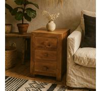 Wyld Haus Manila Light Mango Wood 3-Drawer Bedside Table
