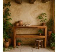 Wyld Haus Manila Light Mango Wood Console Table With Shelf, 1180 X 350 X 780 mm