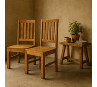 Wyld Haus Manila Set Of 2 Light Mango Wood Slat Back Dining Chairs