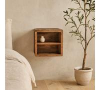 Wyld Haus Mantua Wall Mounted Bedside Table In Solid Mango Wood With Two Open Slots