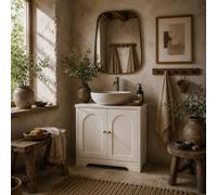 Wyld Haus Mapa Under Sink Bathroom Cabinet with Double Arched Doors White Wyld Haus White