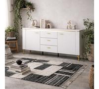 Wyld Haus Maribo Gloss White Tv Unit With Gold Metal Legs, 2 Doors & 3 Drawers