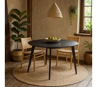 Wyld Haus Marseille 120Cm Round Dining Table - Matt Black Oak Veneer