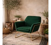 Wyld Haus Marseille Forest Green Velvet Armchair With Matt Black Frame