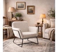 Wyld Haus Marseille Ivory Boucle Armchair With Gold Legs