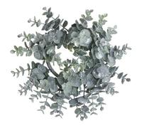 Wyld Haus Medium Frosted Eucalyptus Candle Wreath, Artificial Green Plastic Indoor Decor