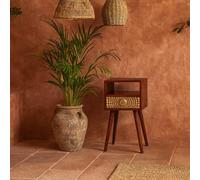 Wyld Haus Megeve Eden Mini Bedside Table With Brass Drawer And Open Shelf