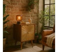 Wyld Haus Merano Mango Wood Bedside - 2-Drawer Chestnut Finish With Brass Accents
