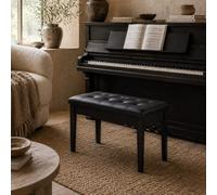 Wyld Haus Milara Faux Leather Upholstered Piano Bench With Storage, Diamond-Tufted Black
