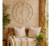 Wyld Haus Minimalist White Metal Open Frame Wall Clock With Roman Numerals