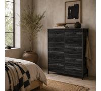 Wyld Haus Mirizi Viel 10-Drawer Fabric And Metal Storage Chest, Black - 6 Small + 4 Large Drawers