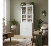 Wyld Haus Mola Colu White Wood And Glass Display Bookcase With Adjustable Shelves And Glass Doors 178.5Cm