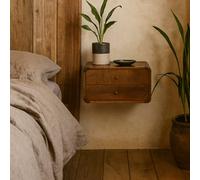 Wyld Haus Monforte Floating Curved Bedside Table Chestnut Mango Wood 2 Drawers