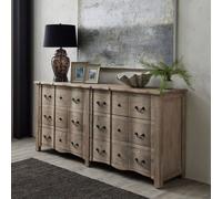 Wyld Haus Montagnac Double Dresser Weathered Grey Wood 12 Drawers Wyld Haus Grey