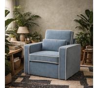 Wyld Haus Moose Retro Duck Egg Blue Velvet Upholstered Armchair