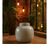 Wyld Haus Moss White Dimple Small Ceramic Vase, Hand-Worked Glazed Finish, 200mm