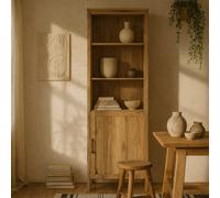 Wyld Haus Mossbloom Waterford Oak Tall Shelf Unit 2 Shelves 1 Door
