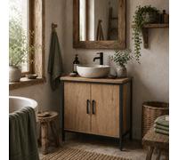 Wyld Haus Mosu Under-Sink Vanity Cabinet With Double Doors And Adjustable Shelving, Oak-Effect Finish