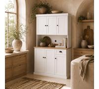 Wyld Haus Moviel 180Cm Tall White Kitchen Storage Cabinet With Open Counter, Drawer And 6 Doors
