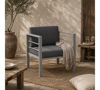 Wyld Haus Movitte Charcoal Grey Single Outdoor Garden Sofa With Cushions, Rust-Resistant Aluminium Frame