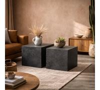 Wyld Haus Munkebo Black Square Nesting Coffee Table Set 2-Piece