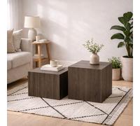 Wyld Haus Munkebo Dark Brown Square Coffee Table Set Of 2