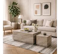Wyld Haus Munkebo Grey Marble Set of 2 Coffee Tables Wyld Haus Grey