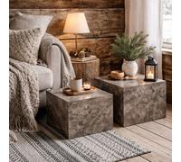 Wyld Haus Munkebo Light Brown Square Coffee Table Set Of 2 Stackable Modern Design