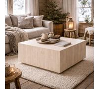 Wyld Haus Munkebo Light Travertine Marble Square Coffee Table 900 X 900 X 420mm