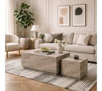 Wyld Haus Munkebo Set Of 2 Grey Marble-Look Coffee Tables