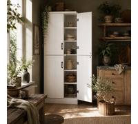 Wyld Haus Nahado 4 Door Tall Kitchen Cupboard 6 Tier Storage 2 Adjustable in White Wyld Haus White