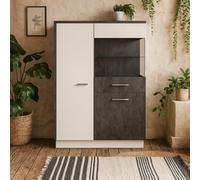 Wyld Haus Nantes Grey And White Low Glazed Display Cabinet Right Hand With Closed Storage